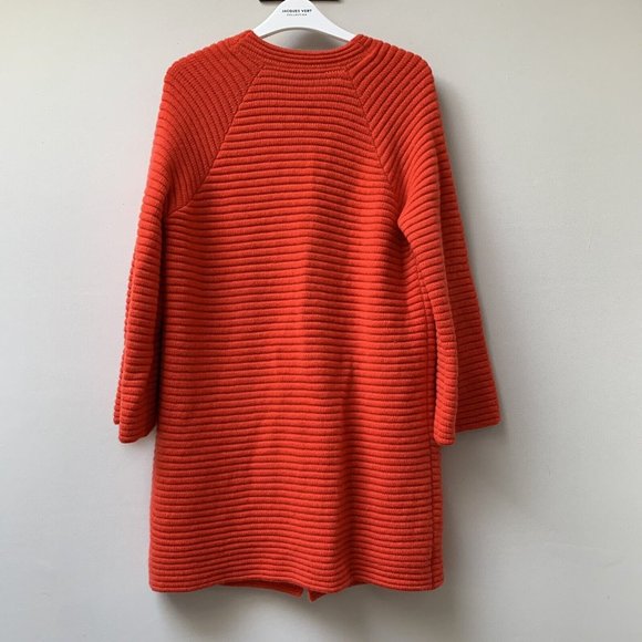 Laura Biagiotti Donna Pure Cashmere Cardigan Size UK 14 Orange Pockets Long - Picture 12 of 12